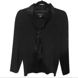 CABLE & GAUGE black sweater w/ silk detail Sz L